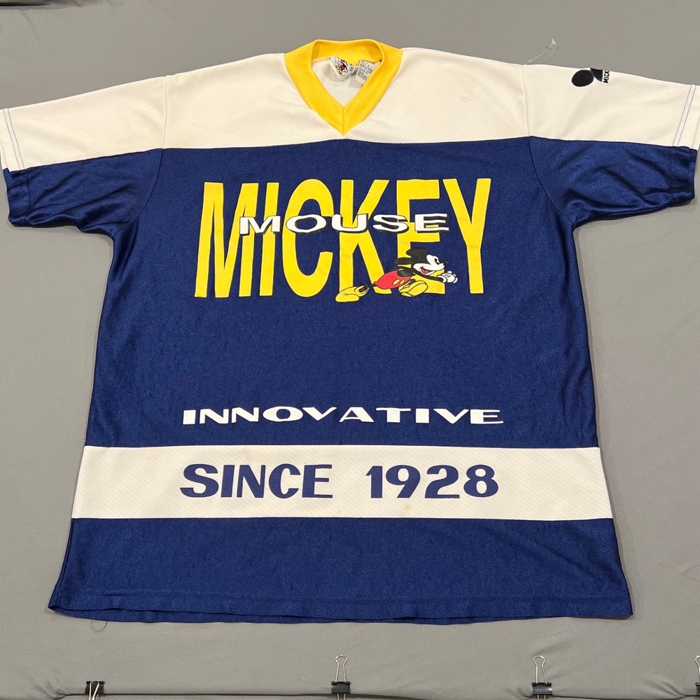 Vintage Disney Mickey & Co Jersey Large 90s Blue White Colorblock Mesh Shirt